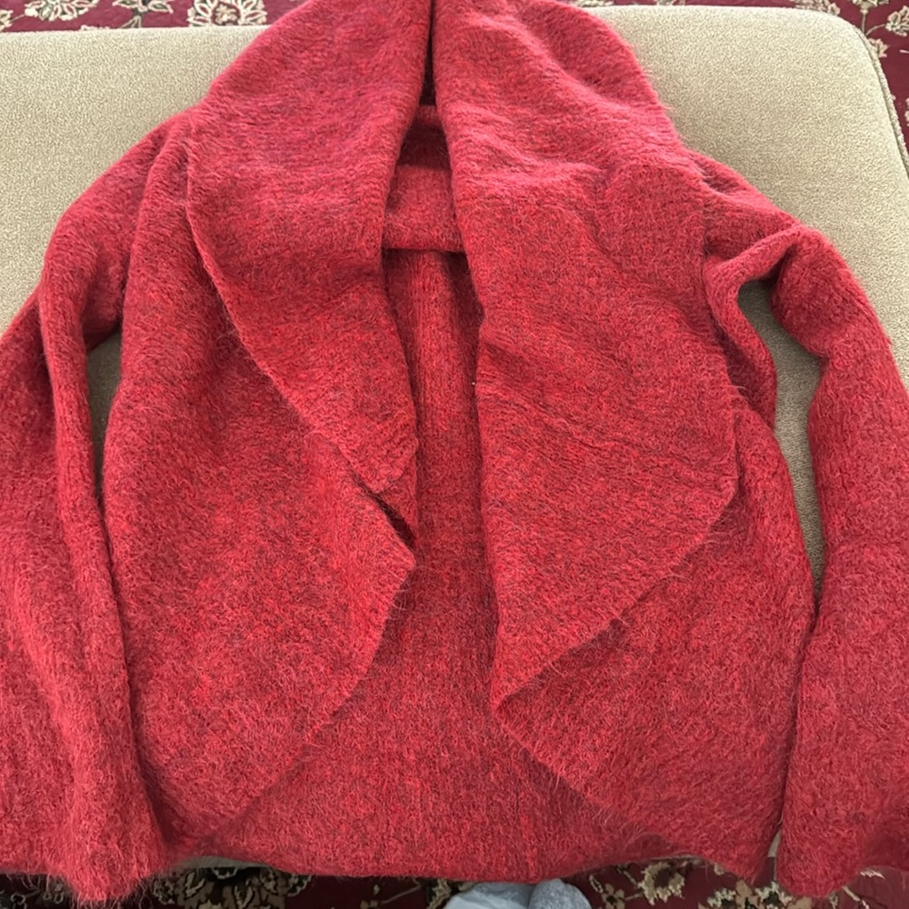 New York Look Over Neck Red Wool Blend Cardigan Size 1 (XL)